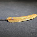 Lot 033 - 14k Gold Feather Brooch with Blue Stone Accent, 2-5/8" L