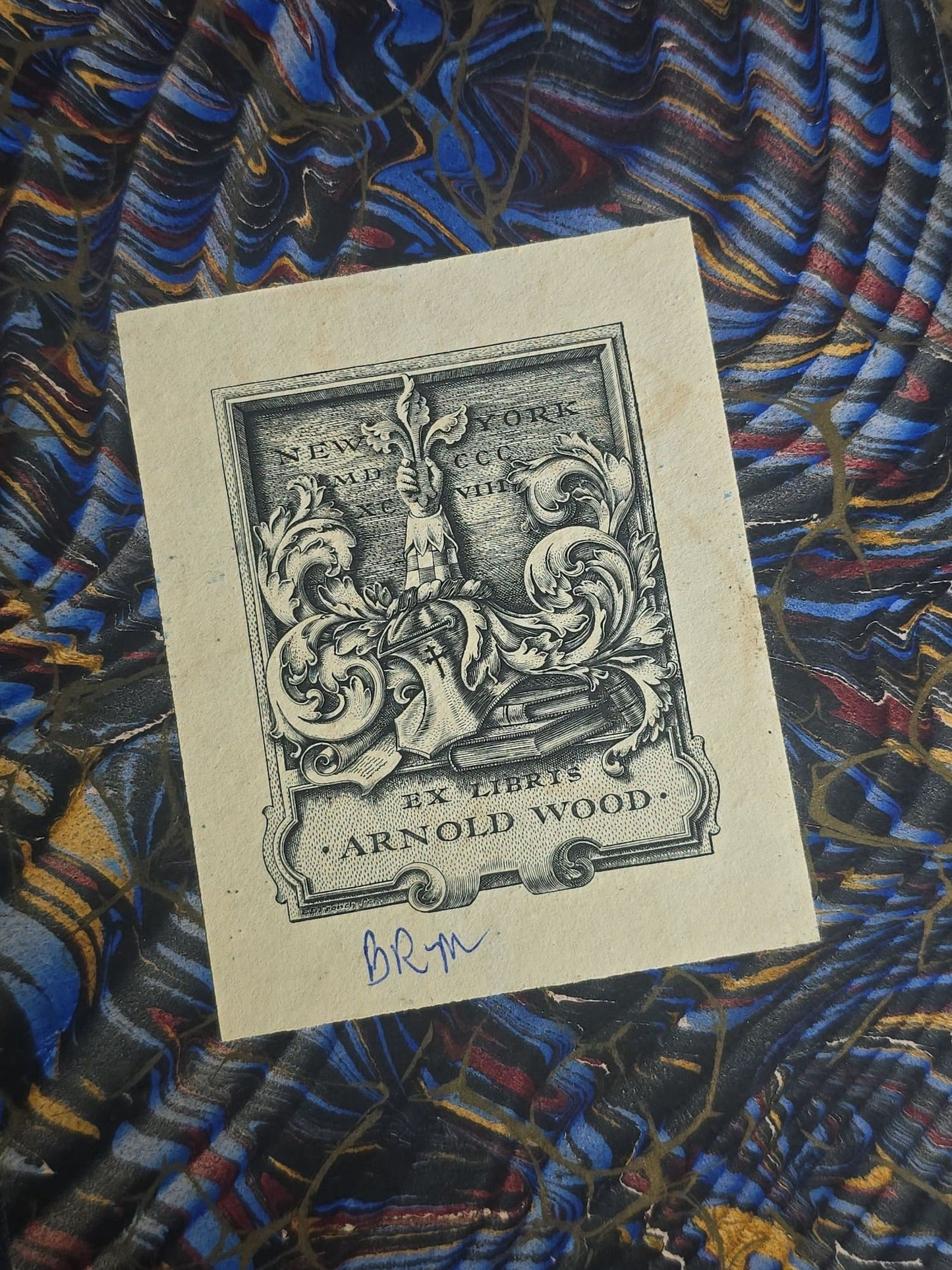 "Old Faces in New Masks" Antique Book by Robert Blakey with Etched Frontispiece by George Cruikshank, Published by W. Kent & Co., London, 1859, Arnold Wood Ex Libris Bookplate