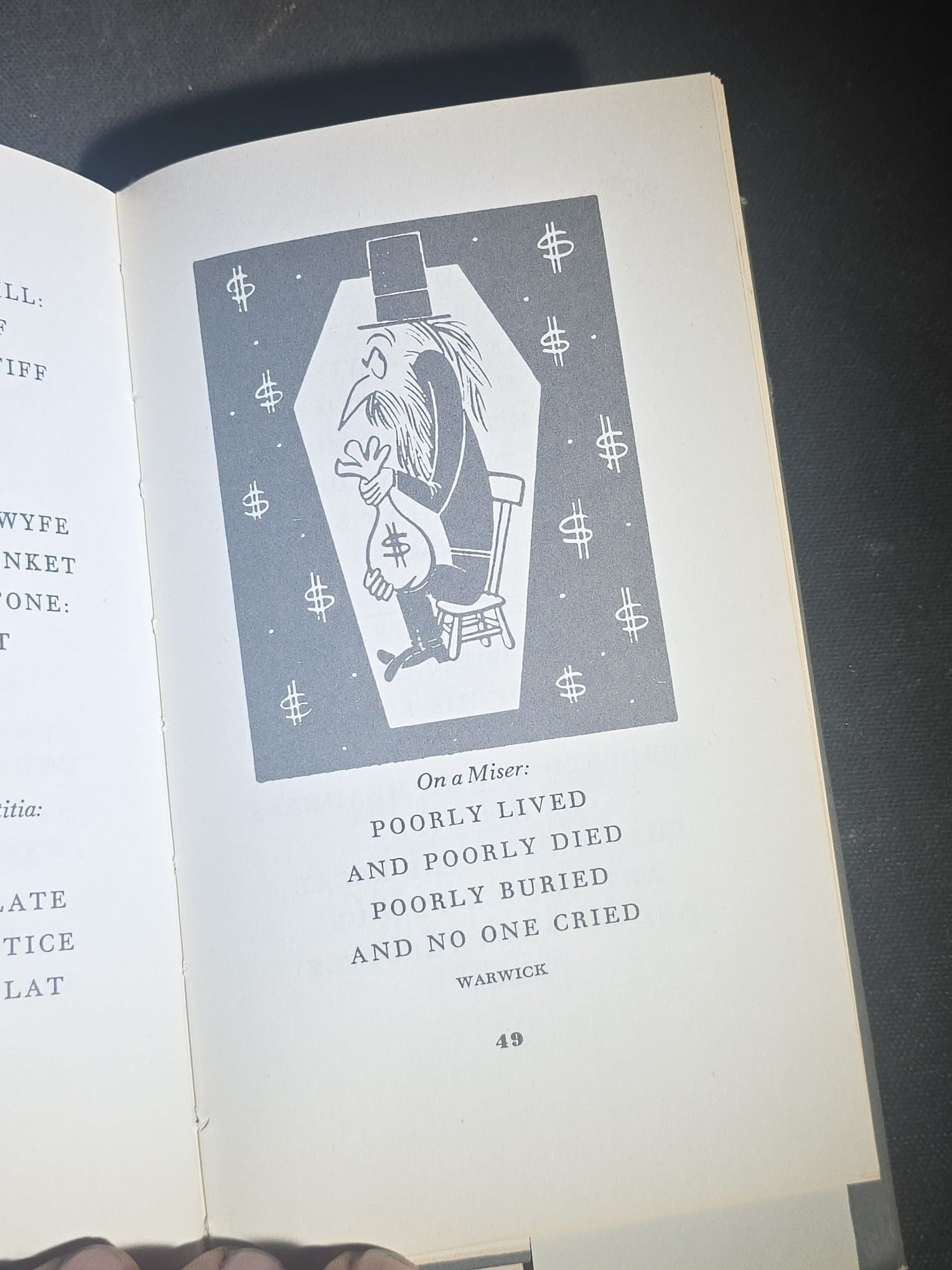 "Comic Epitaphs from the Very Best Old Graveyards" Vintage Illustrated Humor Book, Illustrated by Henry R. Martin, Published by Peter Pauper Press, Mount Vernon, New York, 1957