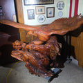 Lot 001 - Vintage Large Carved Wood Eagle and Tigers Battle Royale Sculpture, 77" L x 52" H