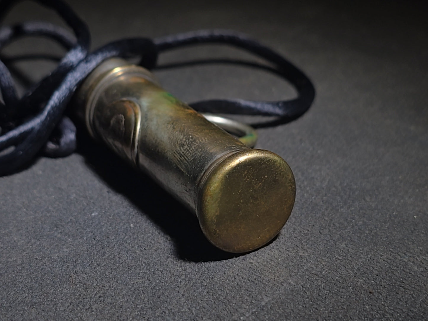 Antique Brass Nanny Bubble Blower with Crown Emblem, Cork Stopper, Wire Loop Wand, and Lanyard
