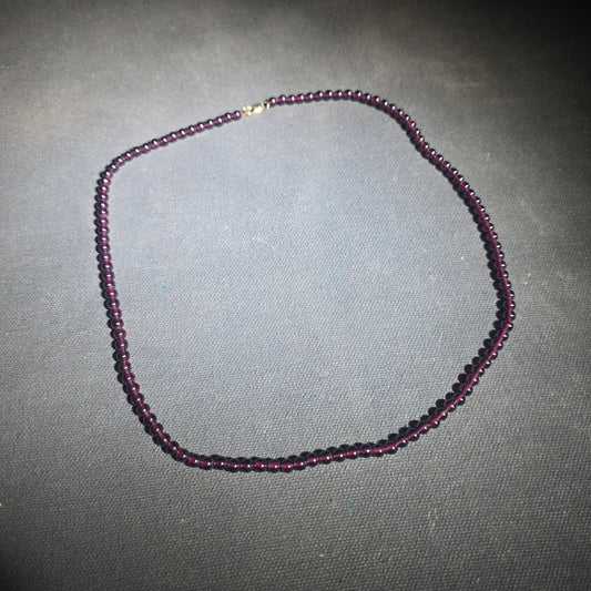 Vintage Garnet Bead Necklace with 14K Gold Clasp