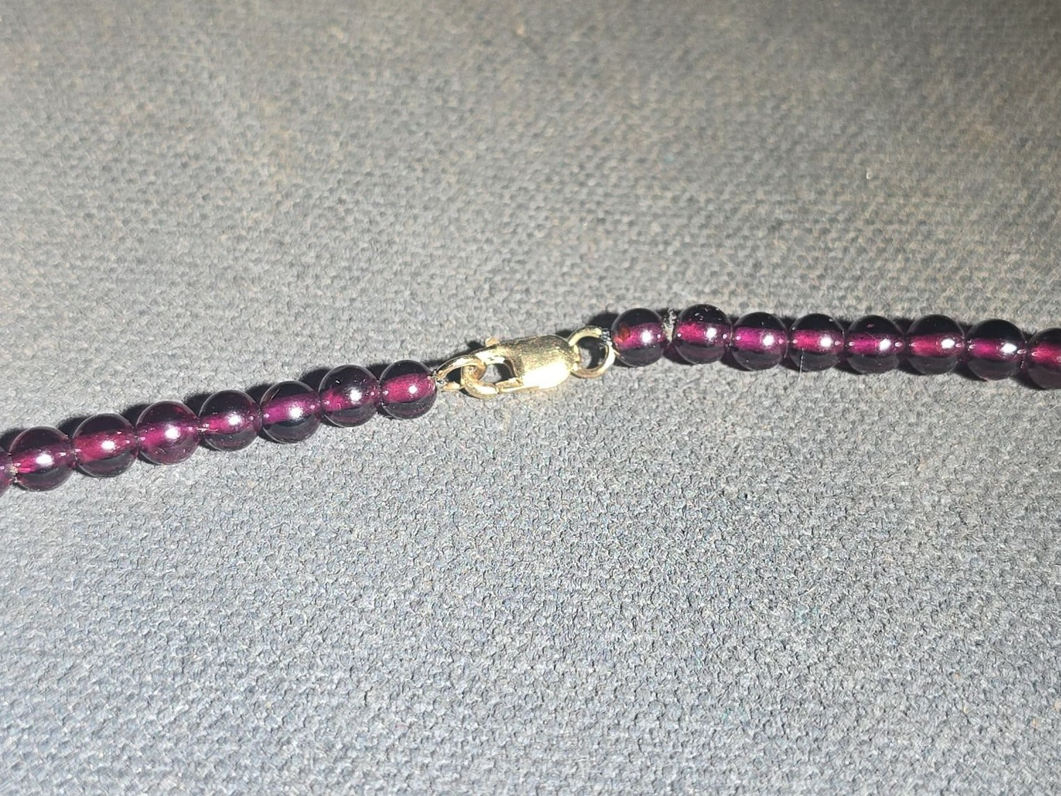 Vintage Garnet Bead Necklace with 14K Gold Clasp