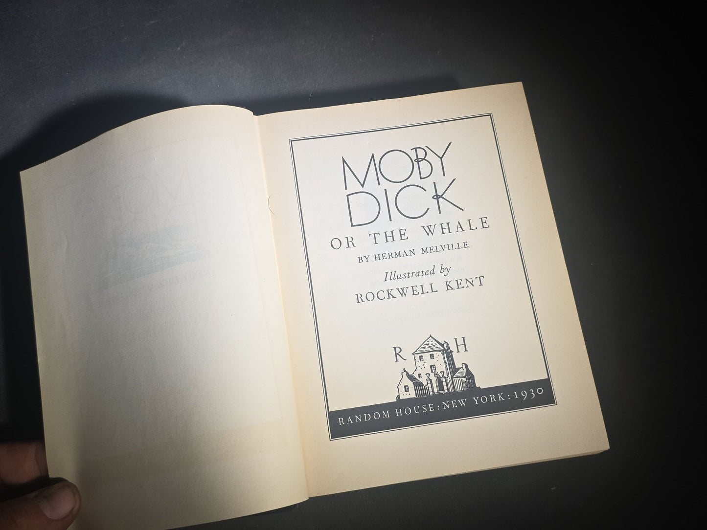 "Moby Dick or The Whale" Vintage Illustrated Novel by Herman Melville, Illustrated by Rockwell Kent, Published by Random House, New York, 1930