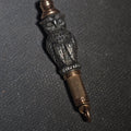 Lot 079 - Antique Sterling Silver and 10k Gold Figural Owl Mechanical Pencil Fob, 1-5/8" H, Total Weight 6.01 g