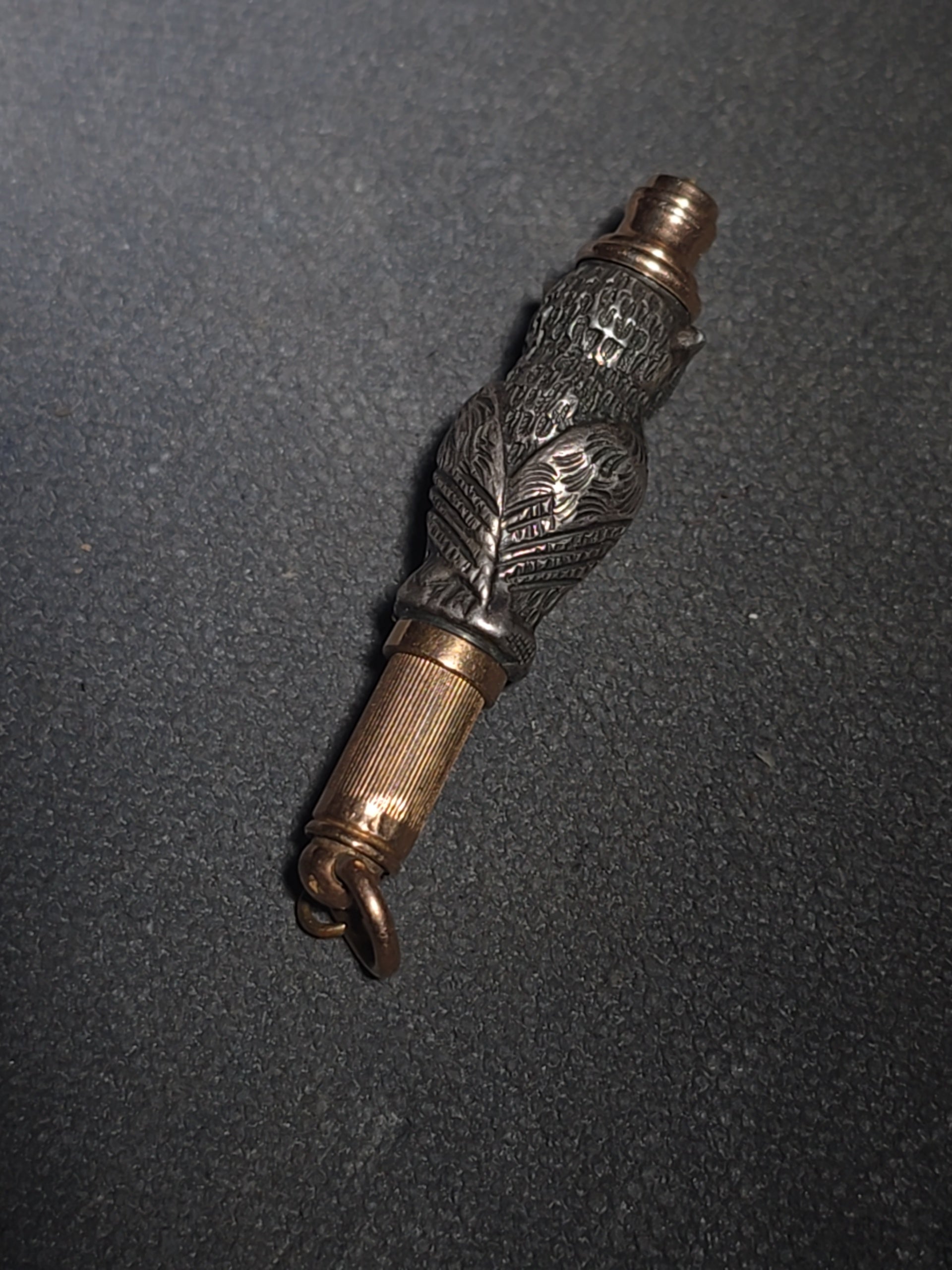 Antique Sterling Silver and 10K Gold Figural Owl Mechanical Pencil Fob