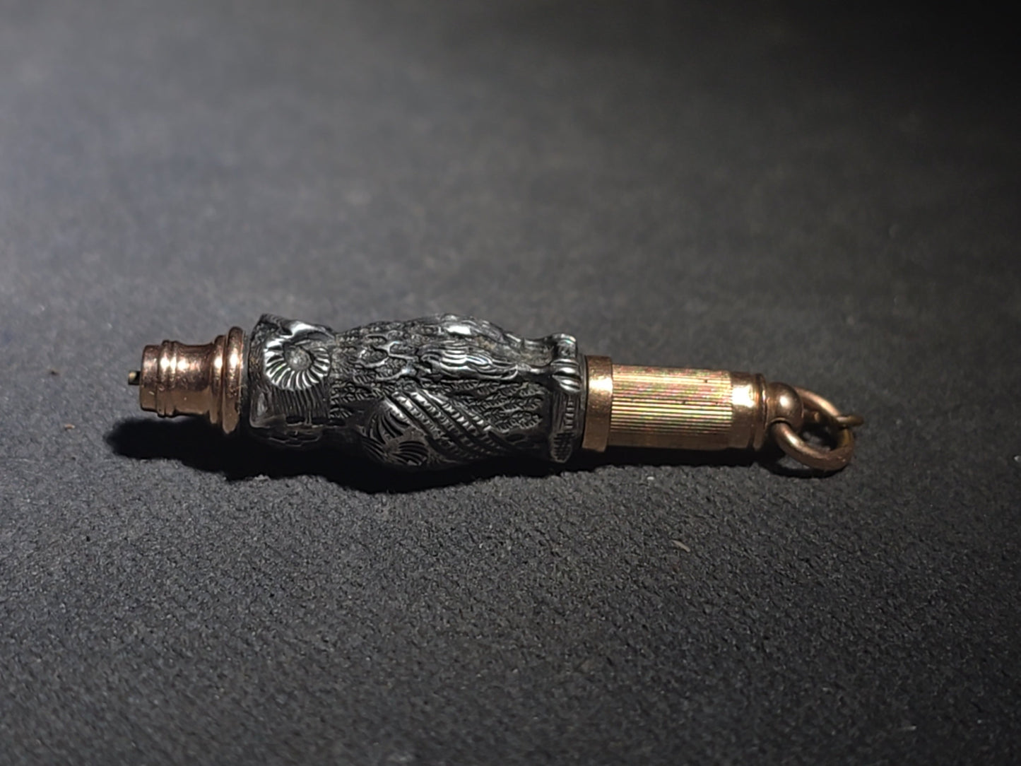 Antique Sterling Silver and 10K Gold Figural Owl Mechanical Pencil Fob