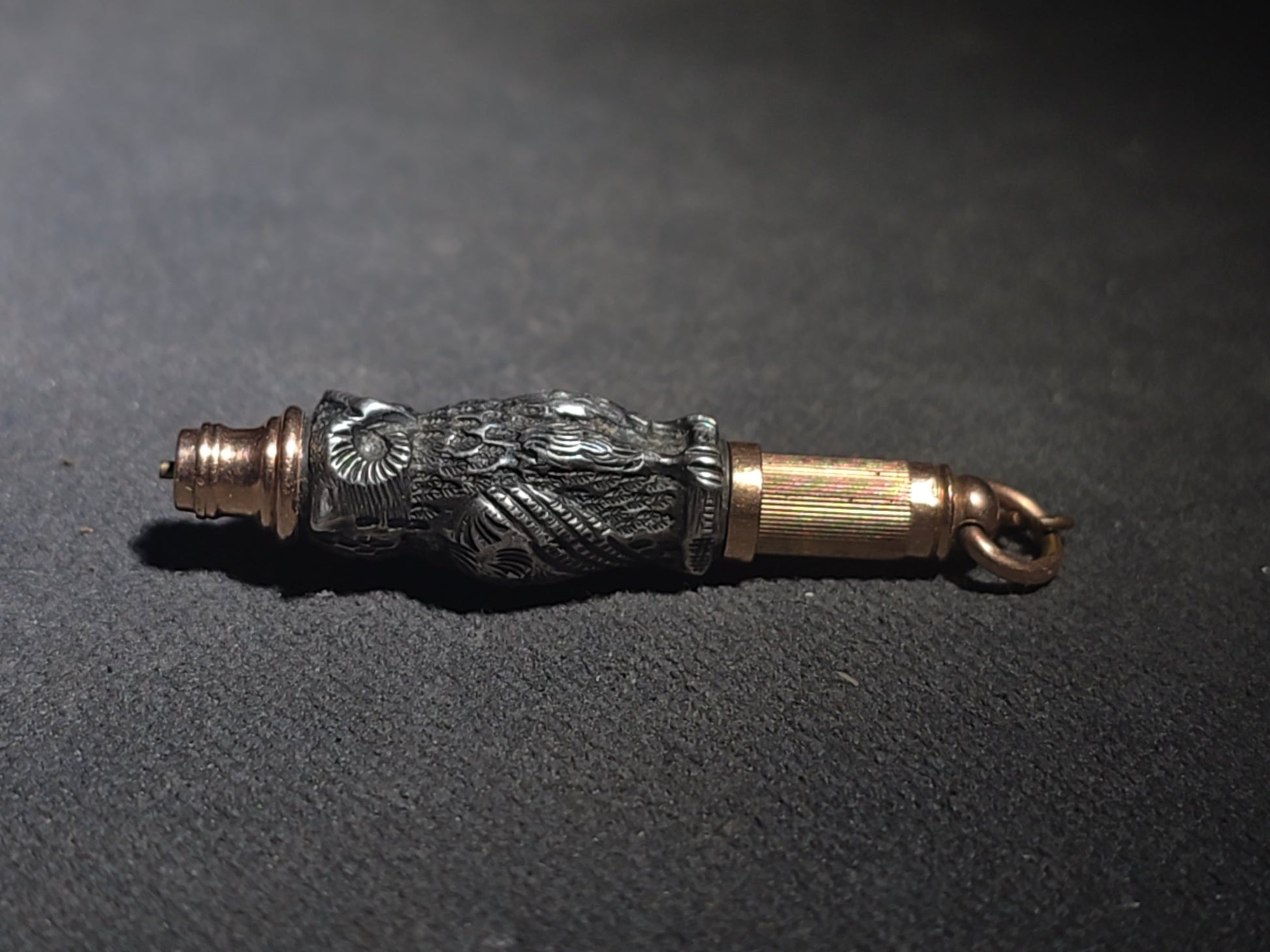 Antique Sterling Silver and 10K Gold Figural Owl Mechanical Pencil Fob