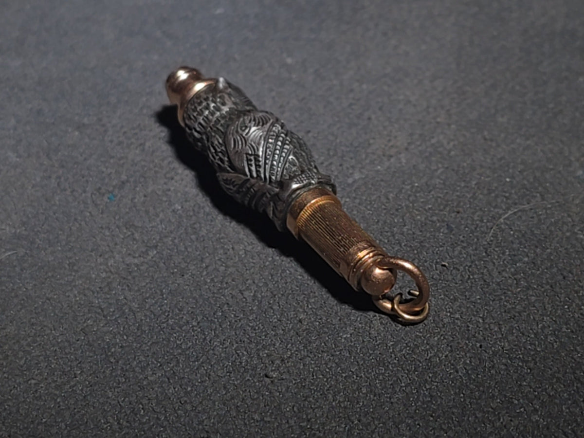 Antique Sterling Silver and 10K Gold Figural Owl Mechanical Pencil Fob