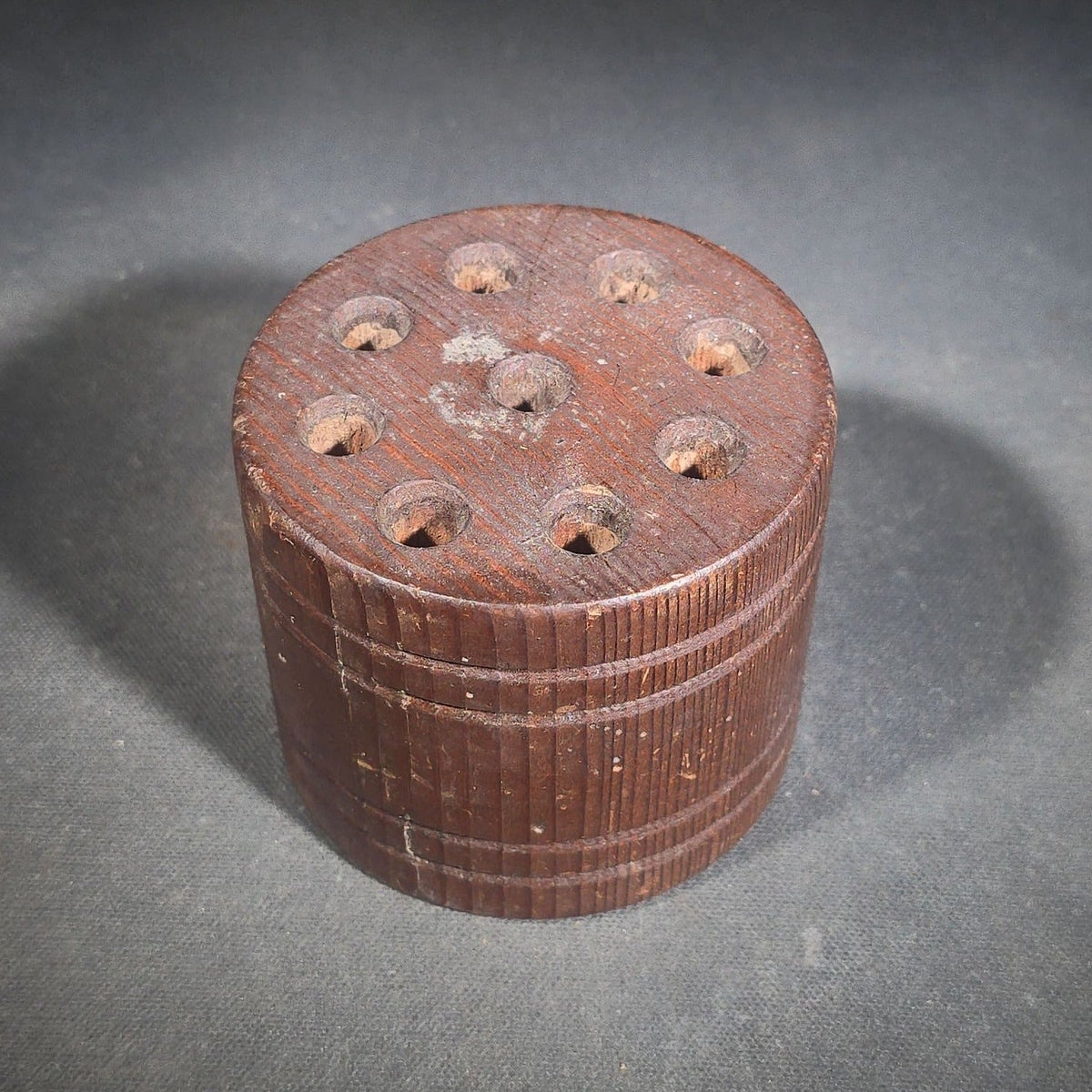 Antique Turned Wood Pen or Drill Bit Holder with 9 Holes