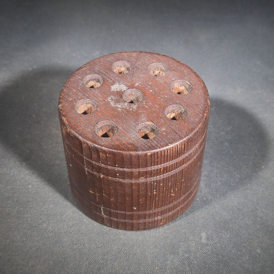 Antique Turned Wood Pen or Drill Bit Holder with 9 Holes
