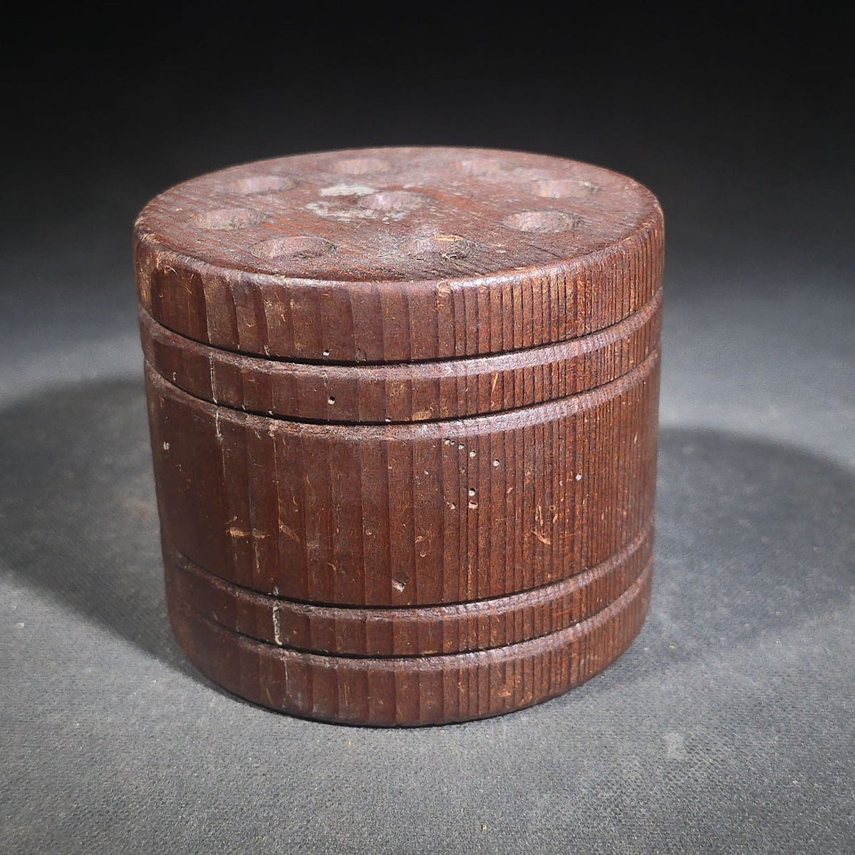 Antique Turned Wood Pen or Drill Bit Holder with 9 Holes