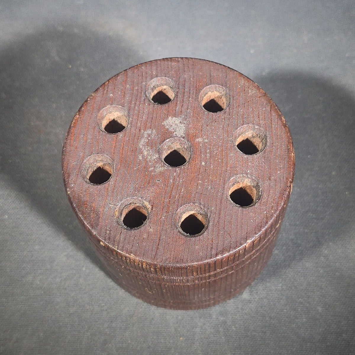 Antique Turned Wood Pen or Drill Bit Holder with 9 Holes