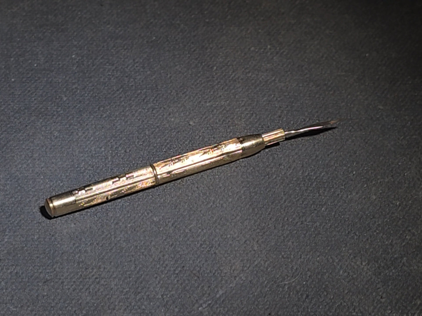 Antique 10K Gold-Plated Mechanical Toothpick with Engraved Barrel