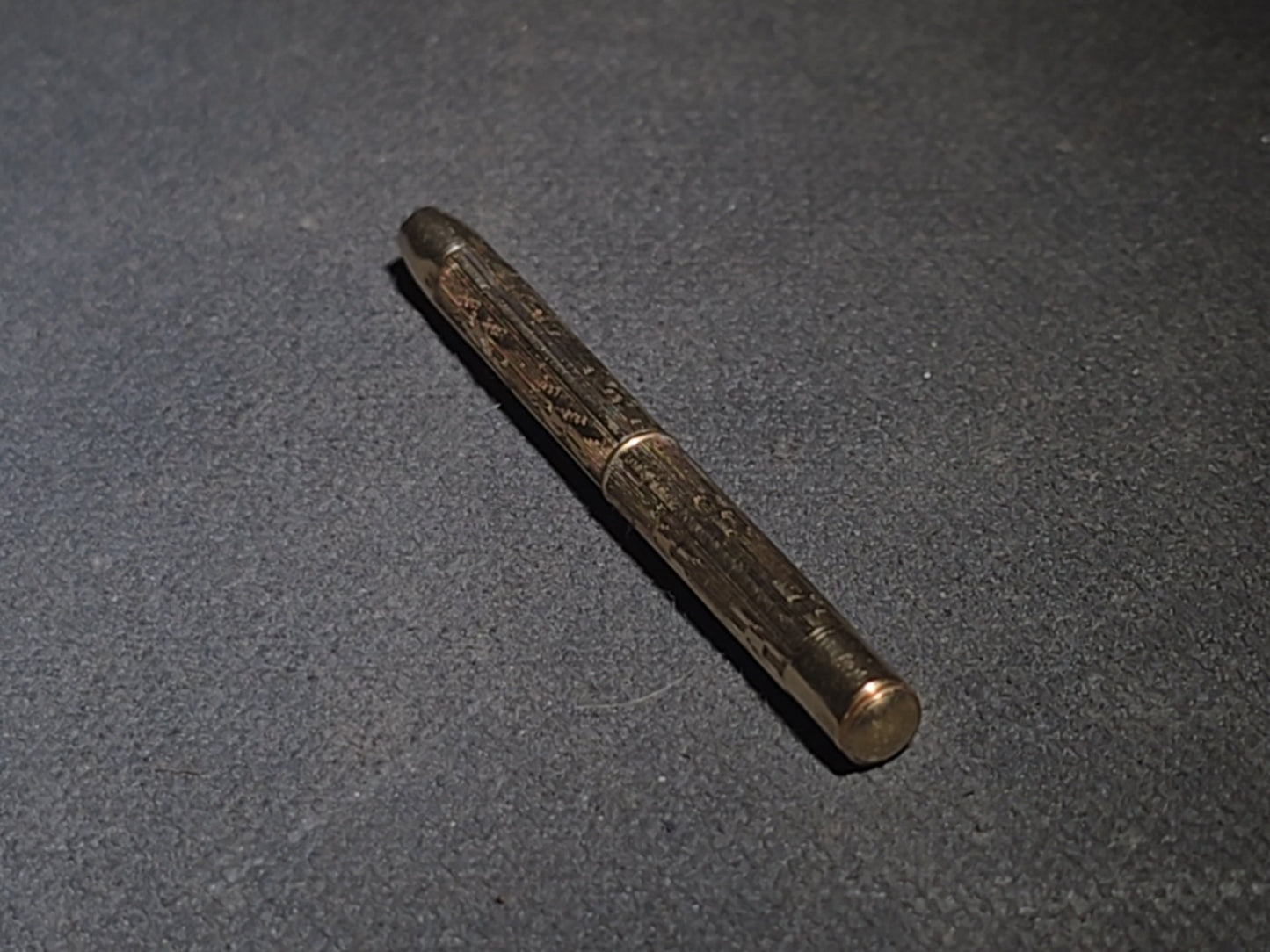 Antique 10K Gold-Plated Mechanical Toothpick with Engraved Barrel