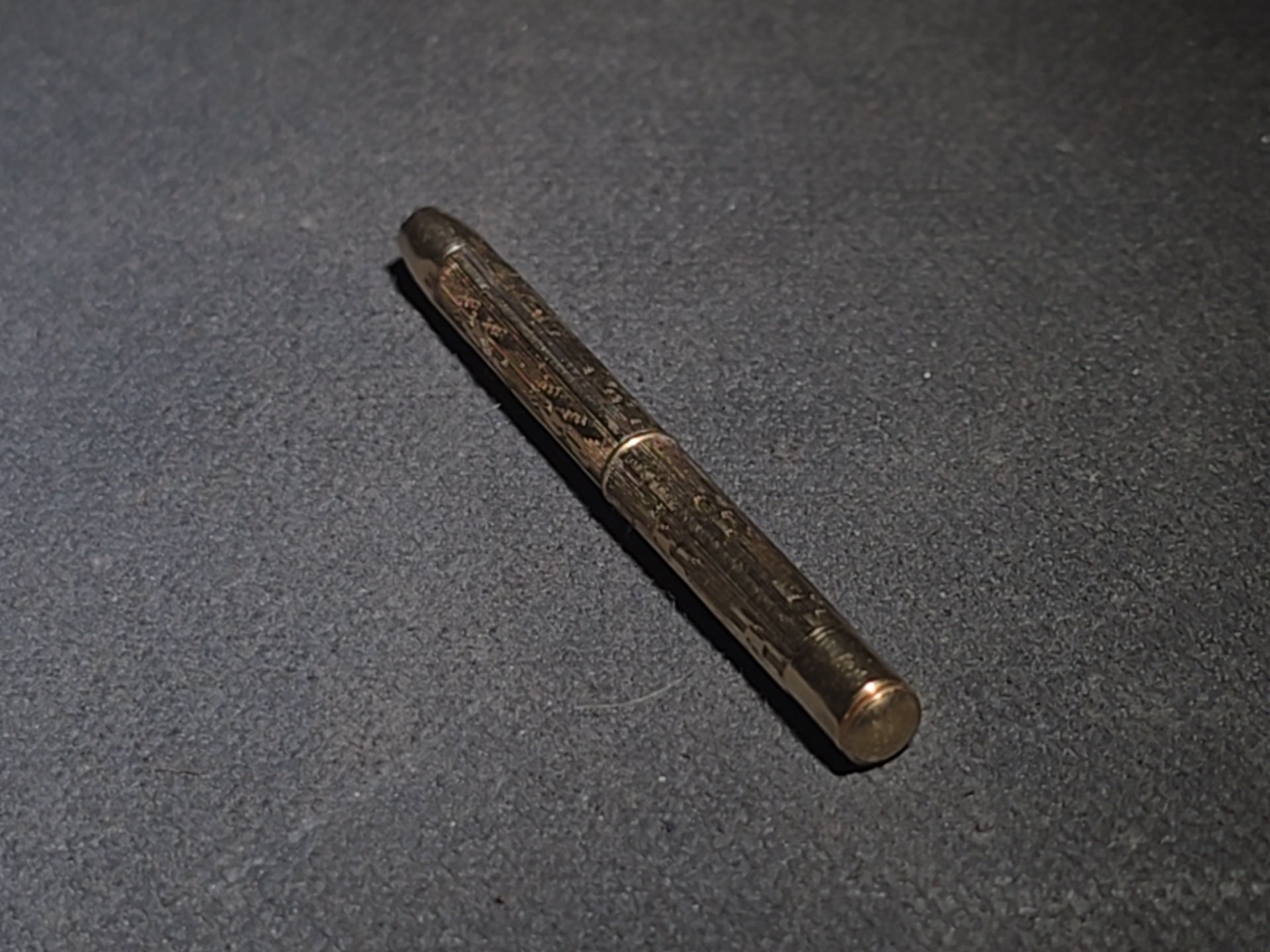 Antique 10K Gold-Plated Mechanical Toothpick with Engraved Barrel