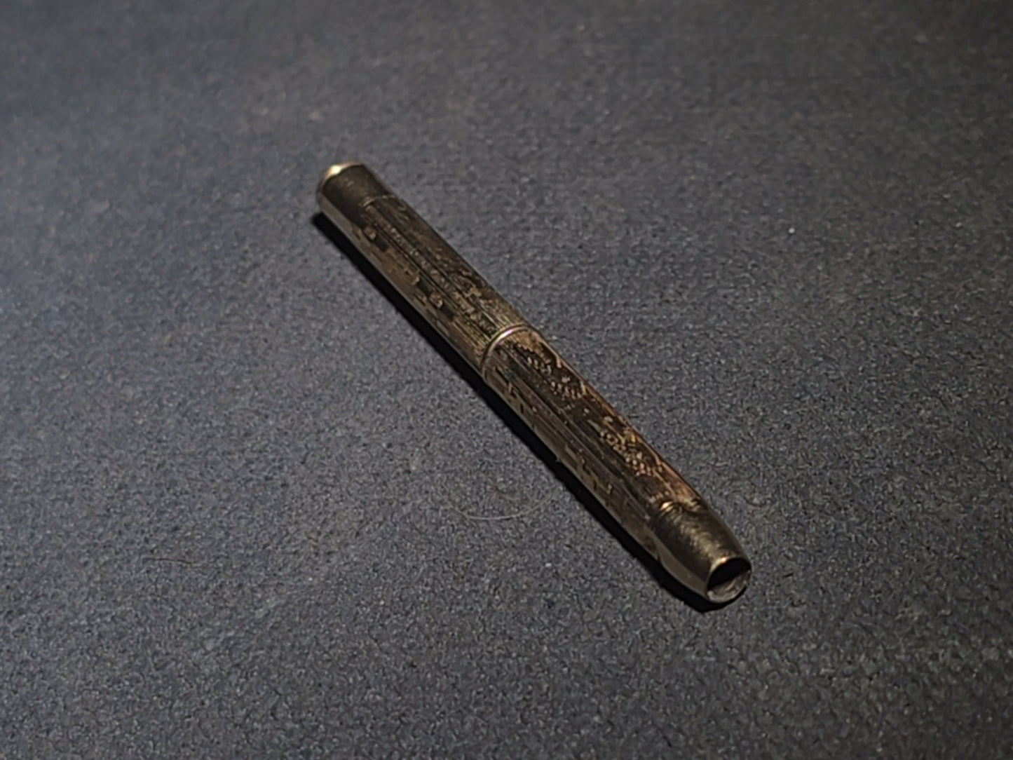 Antique 10K Gold-Plated Mechanical Toothpick with Engraved Barrel