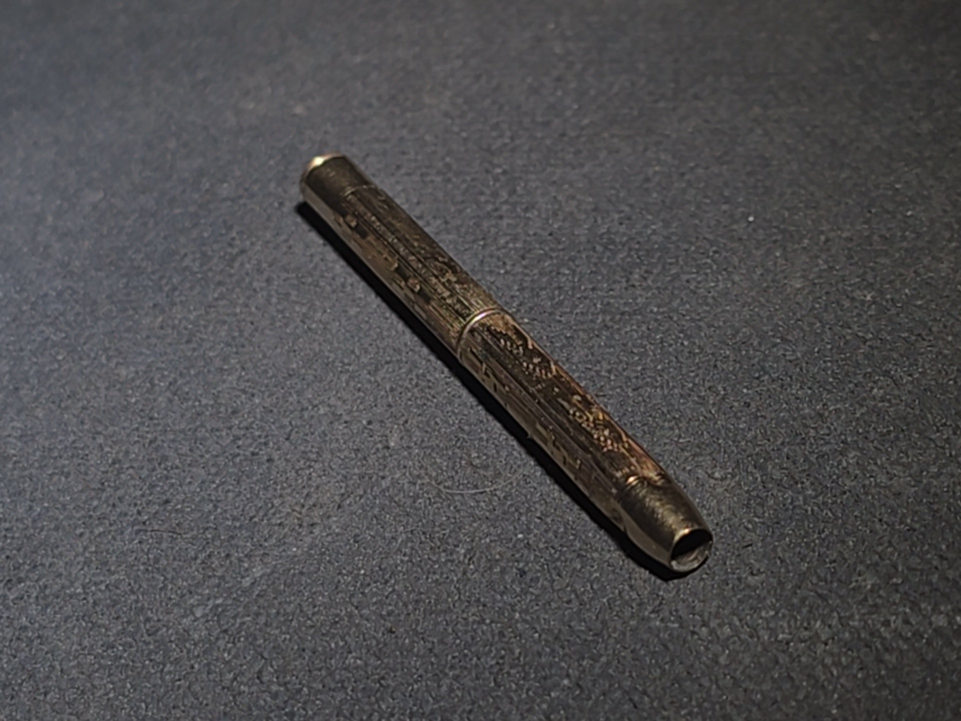 Antique 10K Gold-Plated Mechanical Toothpick with Engraved Barrel