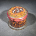 Lot 167 - Antique Pyrography Round Lidded Wooden Box Marked "L.B.E." With "Merry Christmas" Inscription, 2-5/8" H