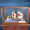 Lot 022 - Vintage Handmade Ship Model of the "Incitata" Light Trireme, Imperial Roman Navy, in Glass Display Case, by Frederick S. Pope, 1951, 32-3/4" L x 22-3/4" W x 18-1/2" H