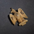 Lot 057 - Antique Carved Bone Fraternal Order of Eagles Pendant with 10k Gold Letters and Bail, 1-5/8" H