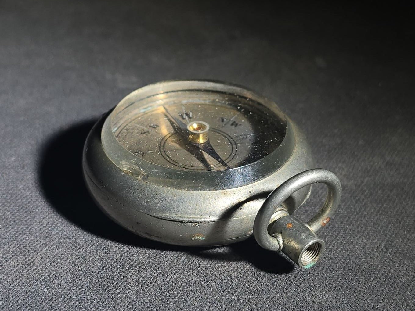 Antique French Pocket Compass with Engraved Stag on Reverse, Made in France