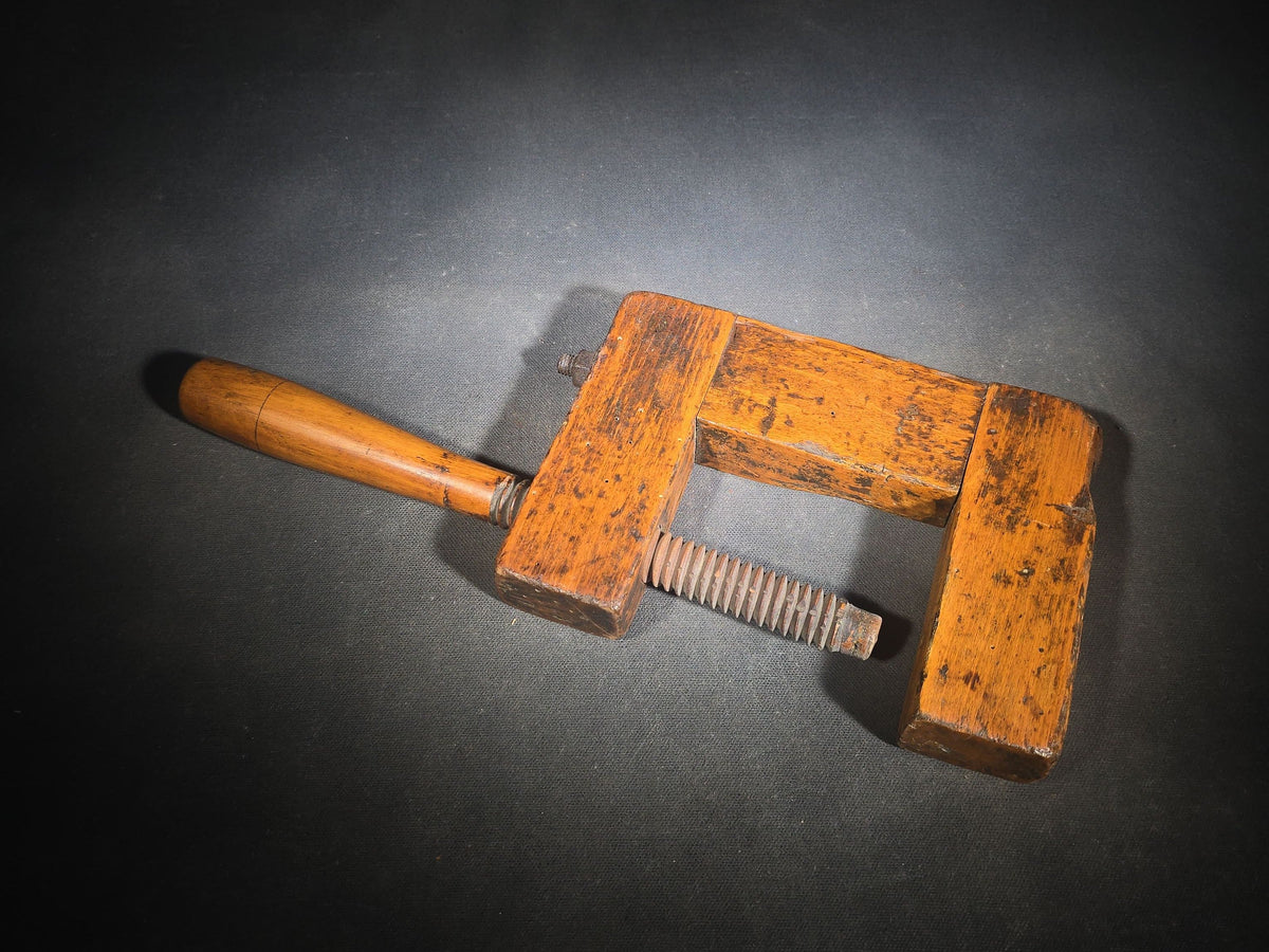 Antique Wooden Screw Clamp with Turned Handle