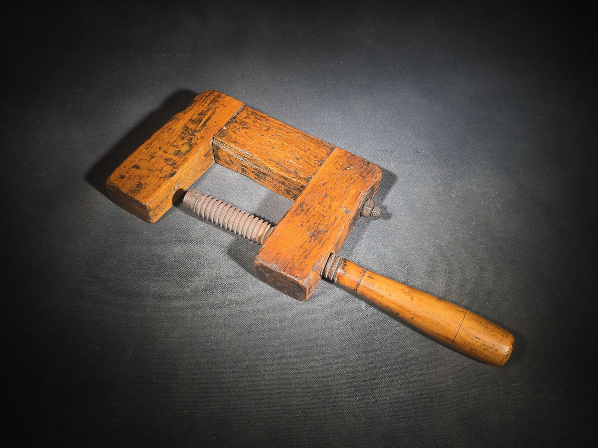Antique Wooden Screw Clamp with Turned Handle
