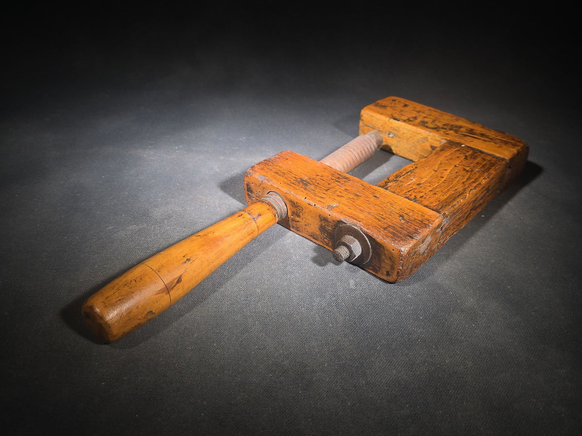 Antique Wooden Screw Clamp with Turned Handle