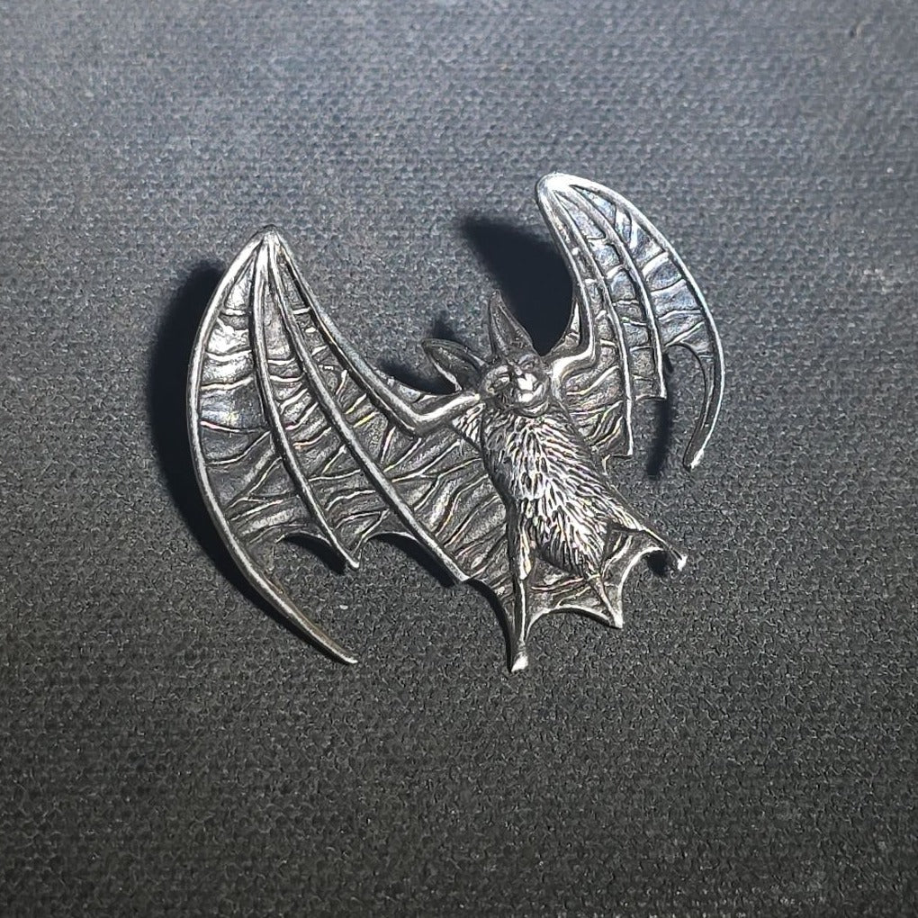 Vintage Sterling Silver Figural Bat Brooch, Marked 925