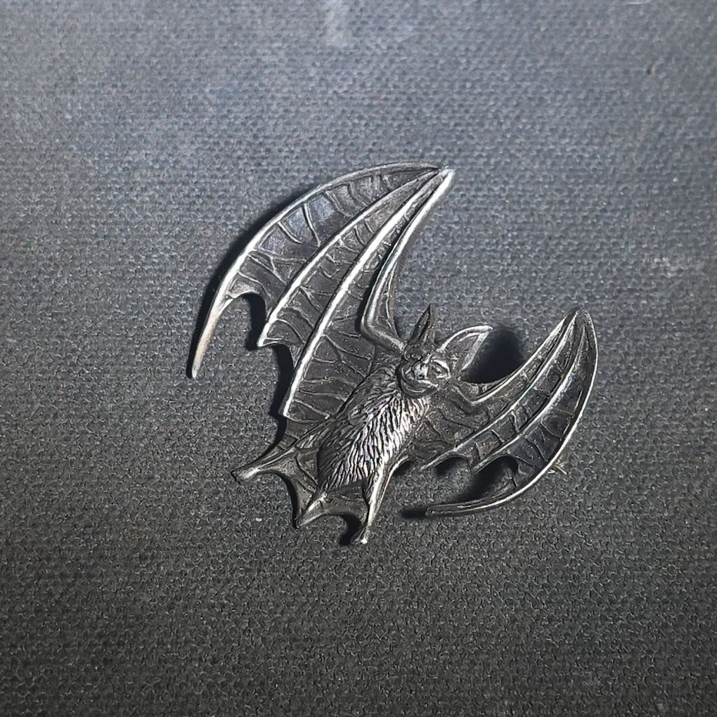 Vintage Sterling Silver Figural Bat Brooch, Marked 925