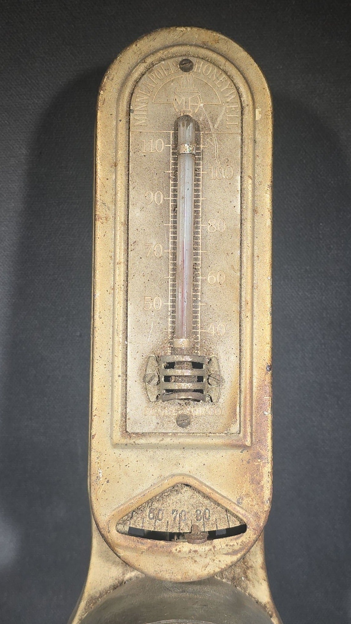 Vintage Minneapolis-Honeywell Regulator Company Model 77 Eight-Day Jewel Clock Thermostat with Thermometer, Minneapolis, Minnesota and Wabash, Indiana