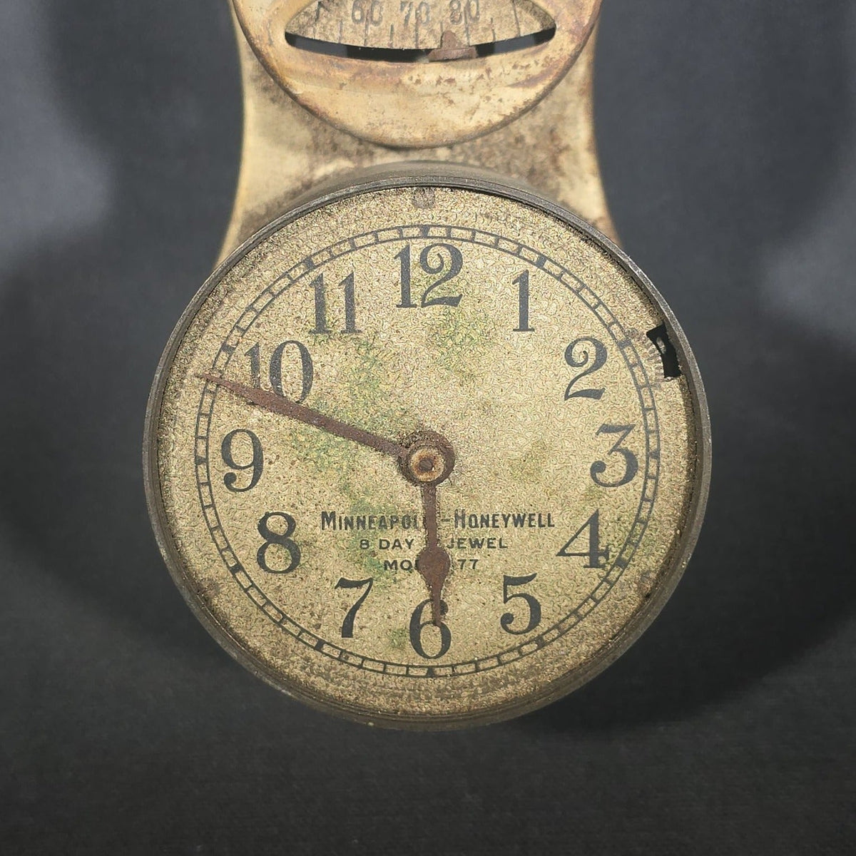 Vintage Minneapolis-Honeywell Regulator Company Model 77 Eight-Day Jewel Clock Thermostat with Thermometer, Minneapolis, Minnesota and Wabash, Indiana