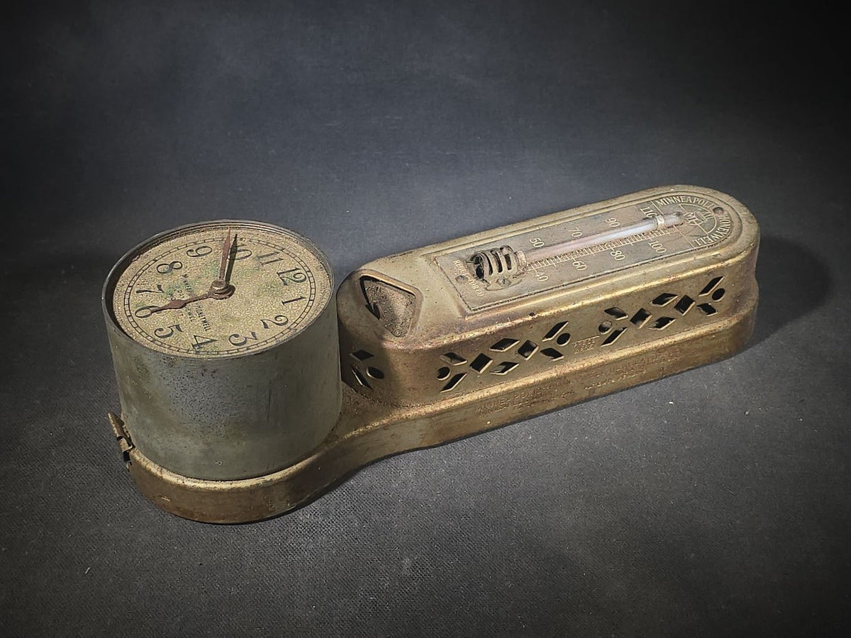 Vintage Minneapolis-Honeywell Regulator Company Model 77 Eight-Day Jewel Clock Thermostat with Thermometer, Minneapolis, Minnesota and Wabash, Indiana