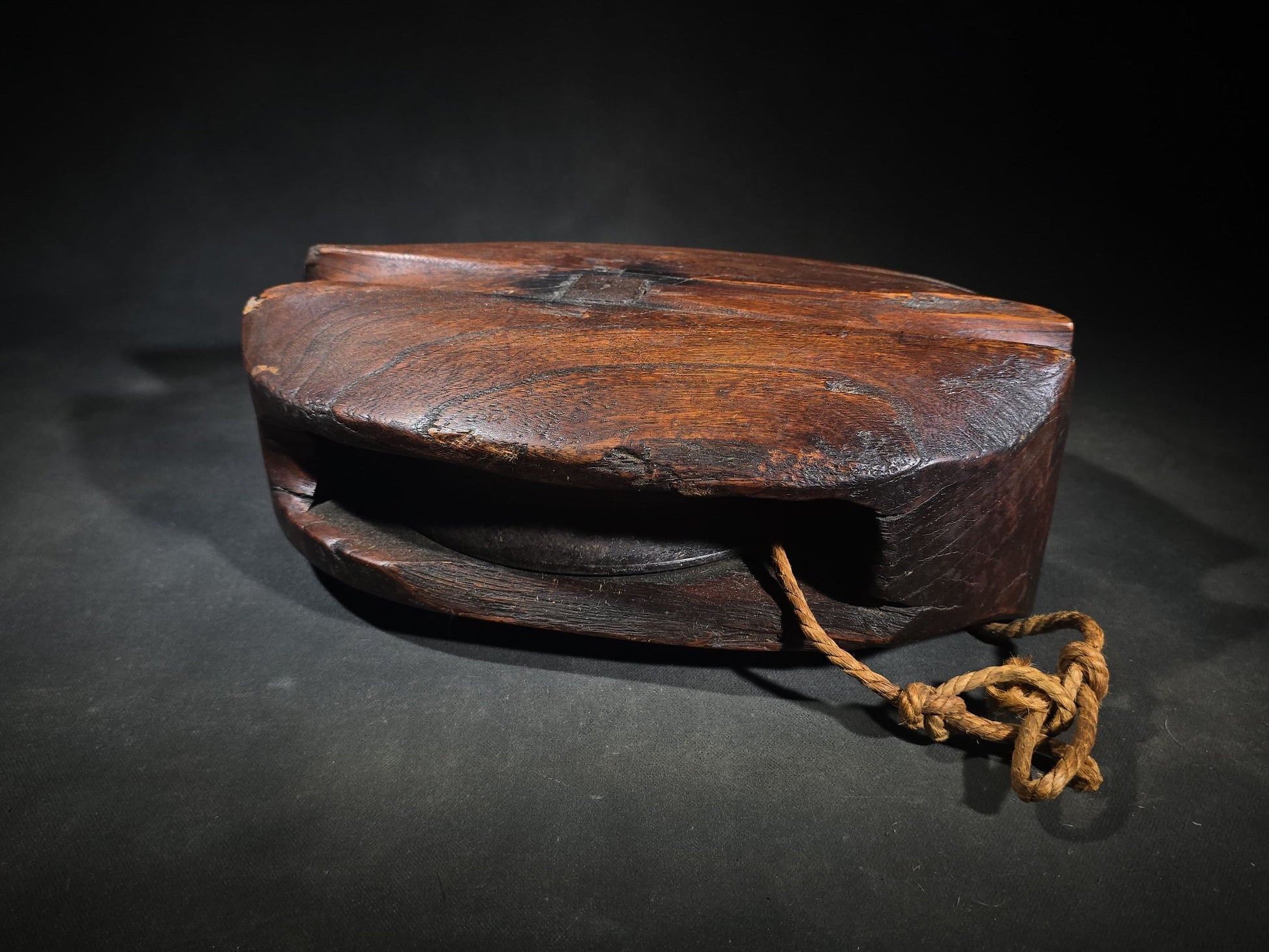 Antique Wood and Iron Ship's Block Pulley