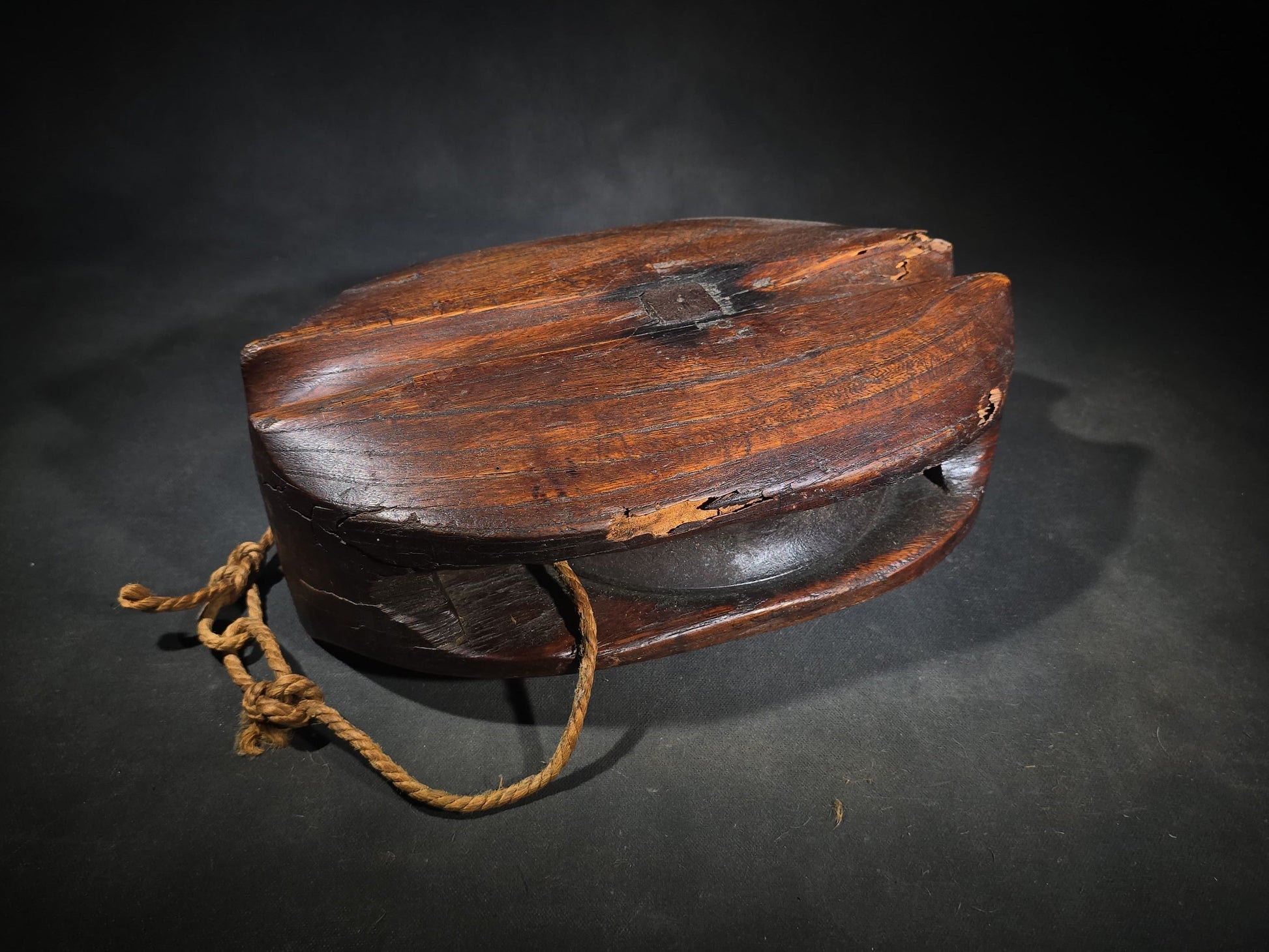 Antique Wood and Iron Ship's Block Pulley