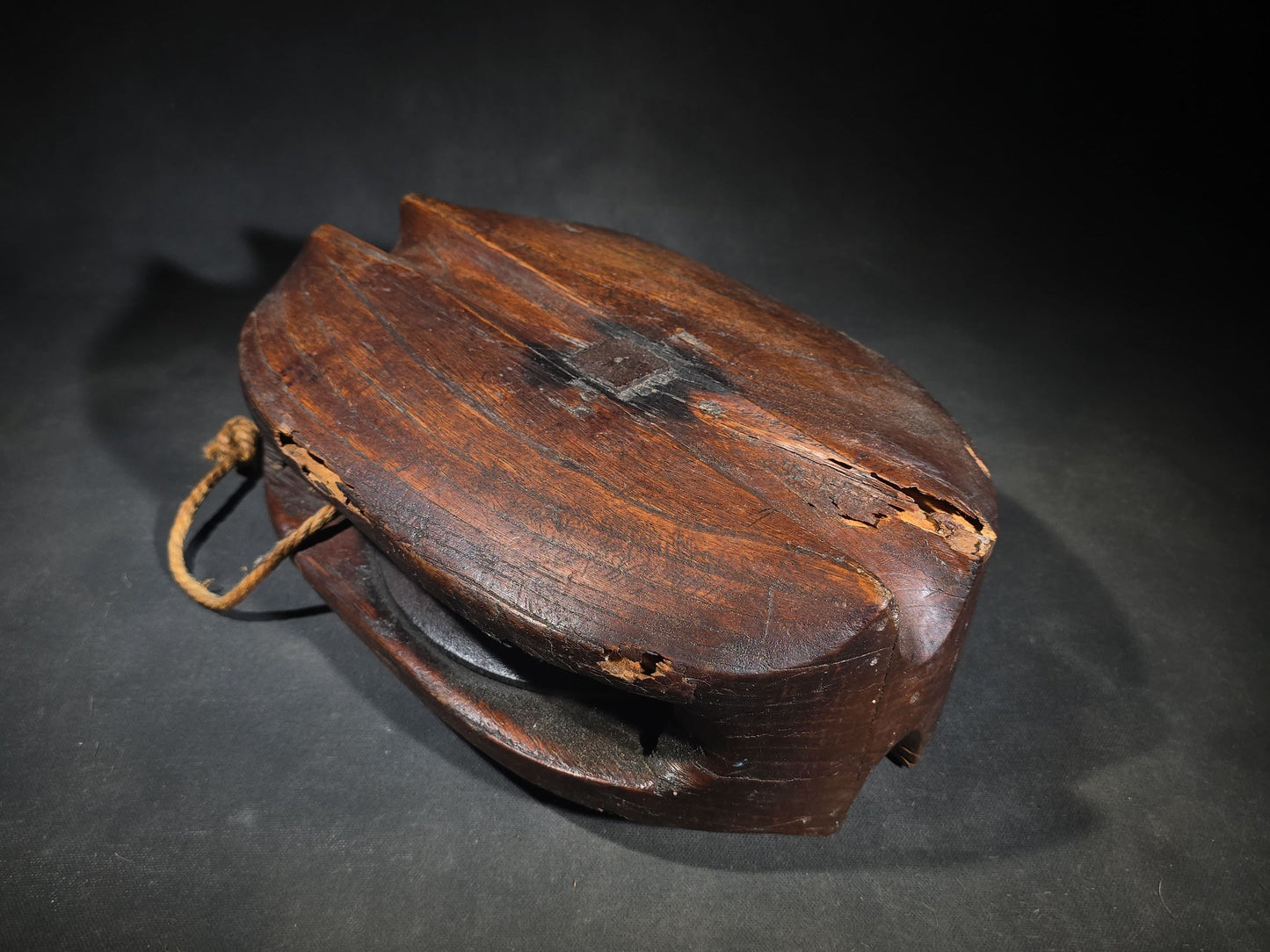 Antique Wood and Iron Ship's Block Pulley
