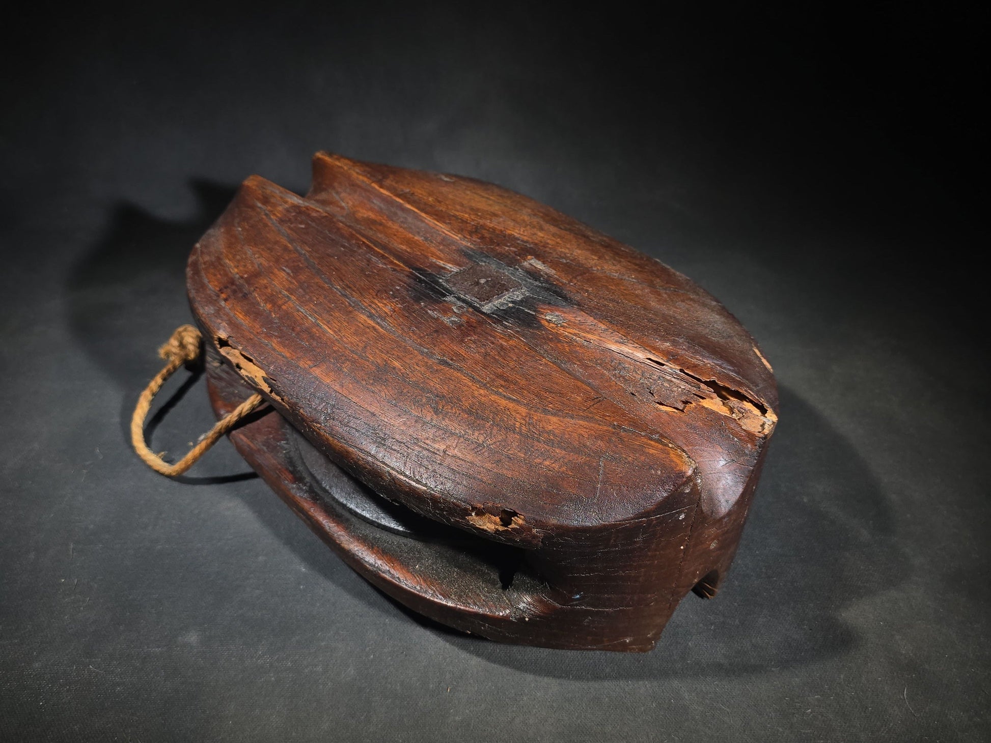 Antique Wood and Iron Ship's Block Pulley