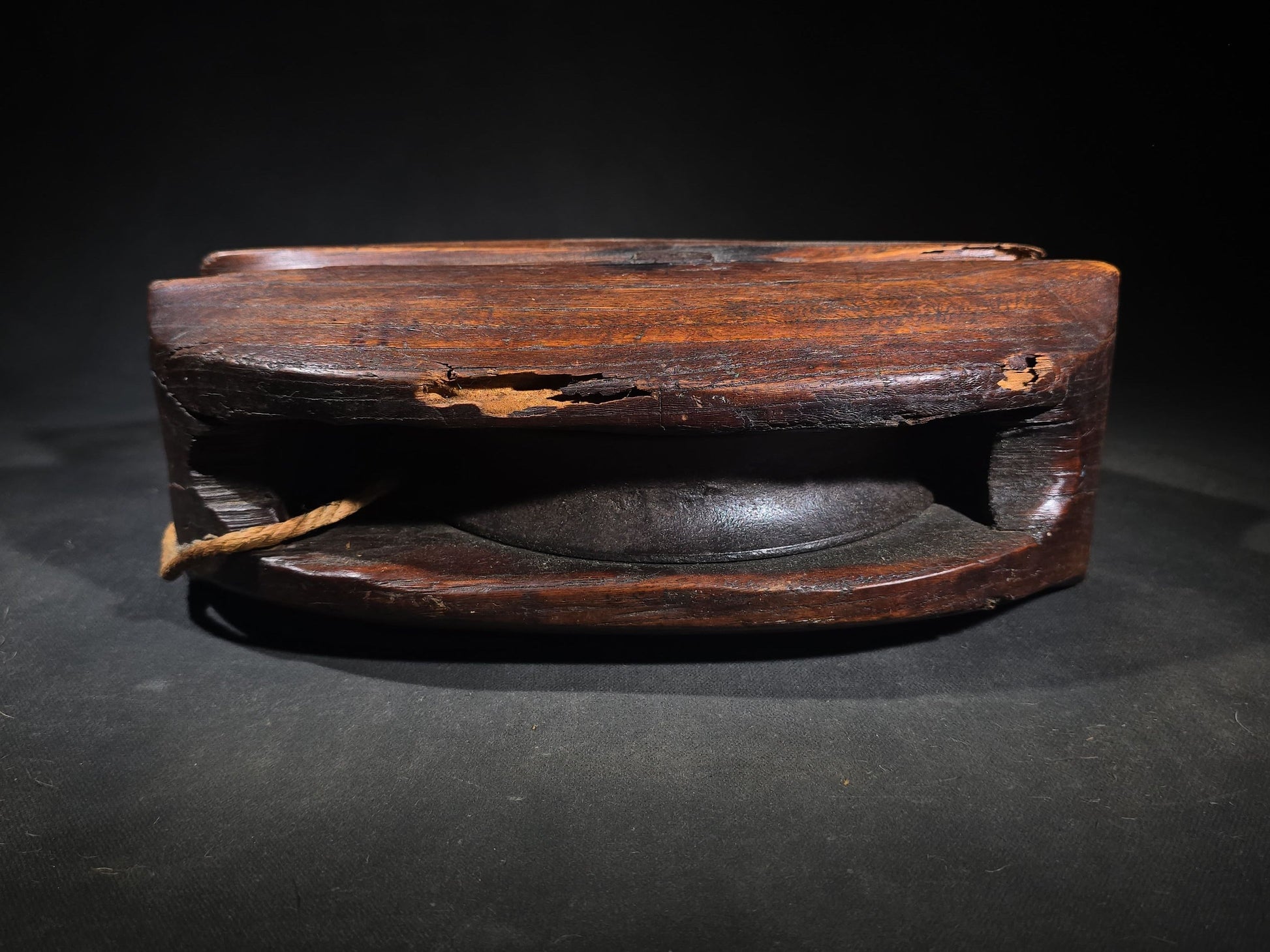 Antique Wood and Iron Ship's Block Pulley