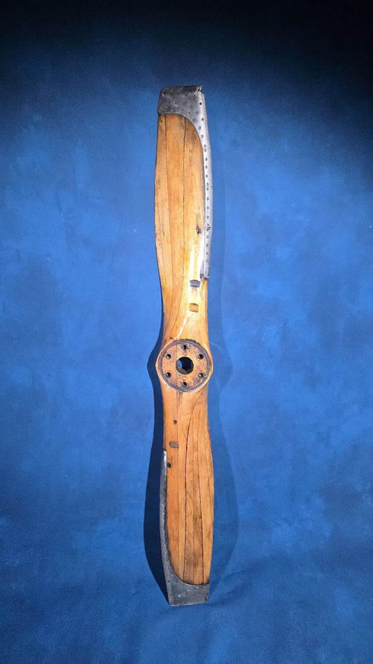 Antique Laminated Wood Aircraft Propeller with Metal Leading-Edge Tips