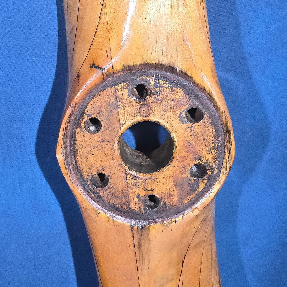 Antique Laminated Wood Aircraft Propeller with Metal Leading-Edge Tips