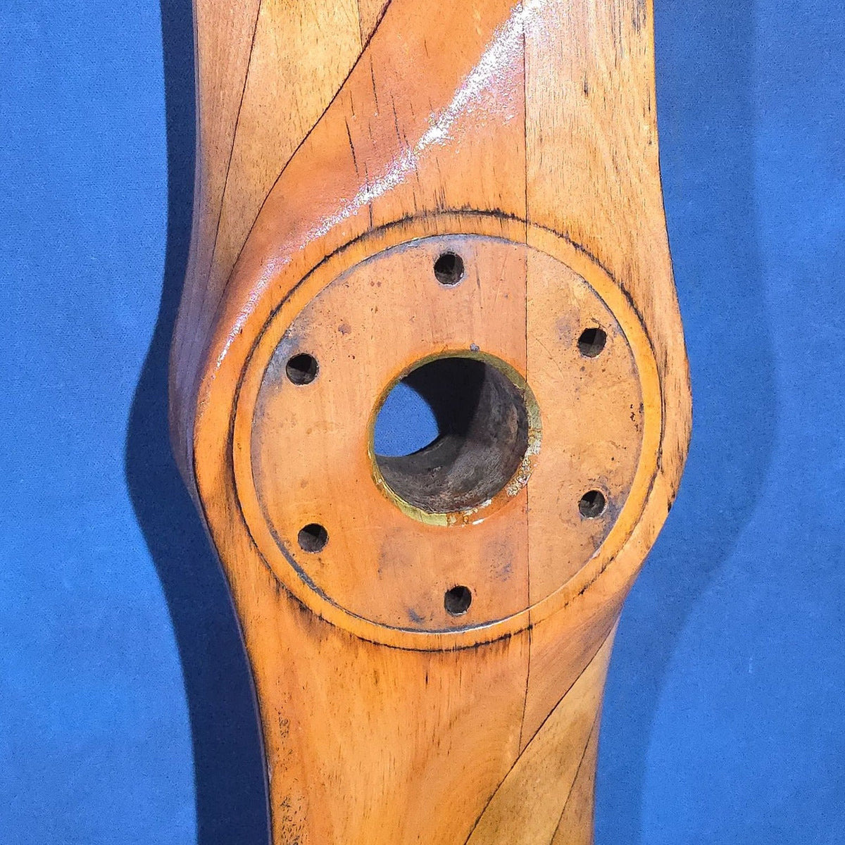 Antique Laminated Wood Aircraft Propeller with Metal Leading-Edge Tips