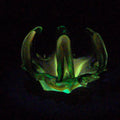 Lot 020 - Vintage Midcentury Modern Murano Style Green Art Glass Free-Form Bowl with Upswept Fingers, UV Reactive, 8-1/2" W