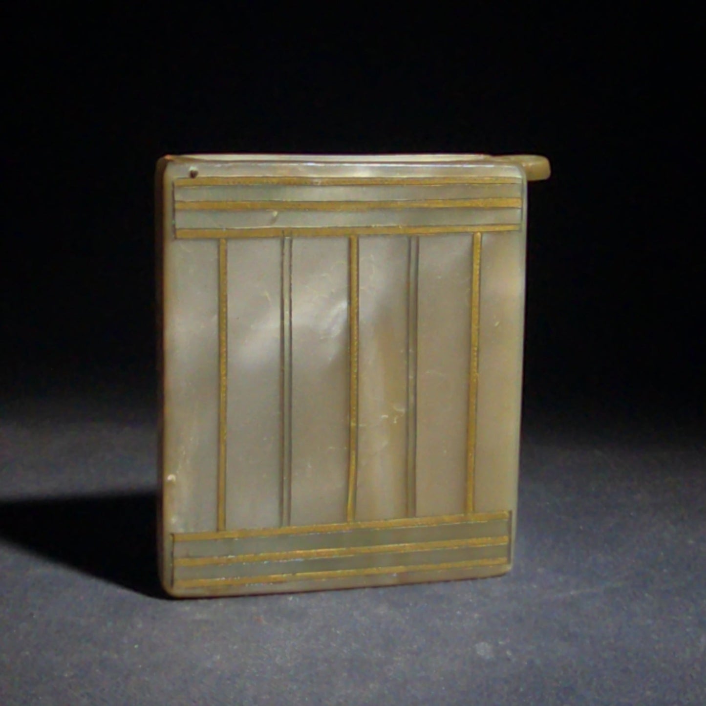Vintage Mother-of-Pearl Cigarette Case with Brass Banding and Flat Handle