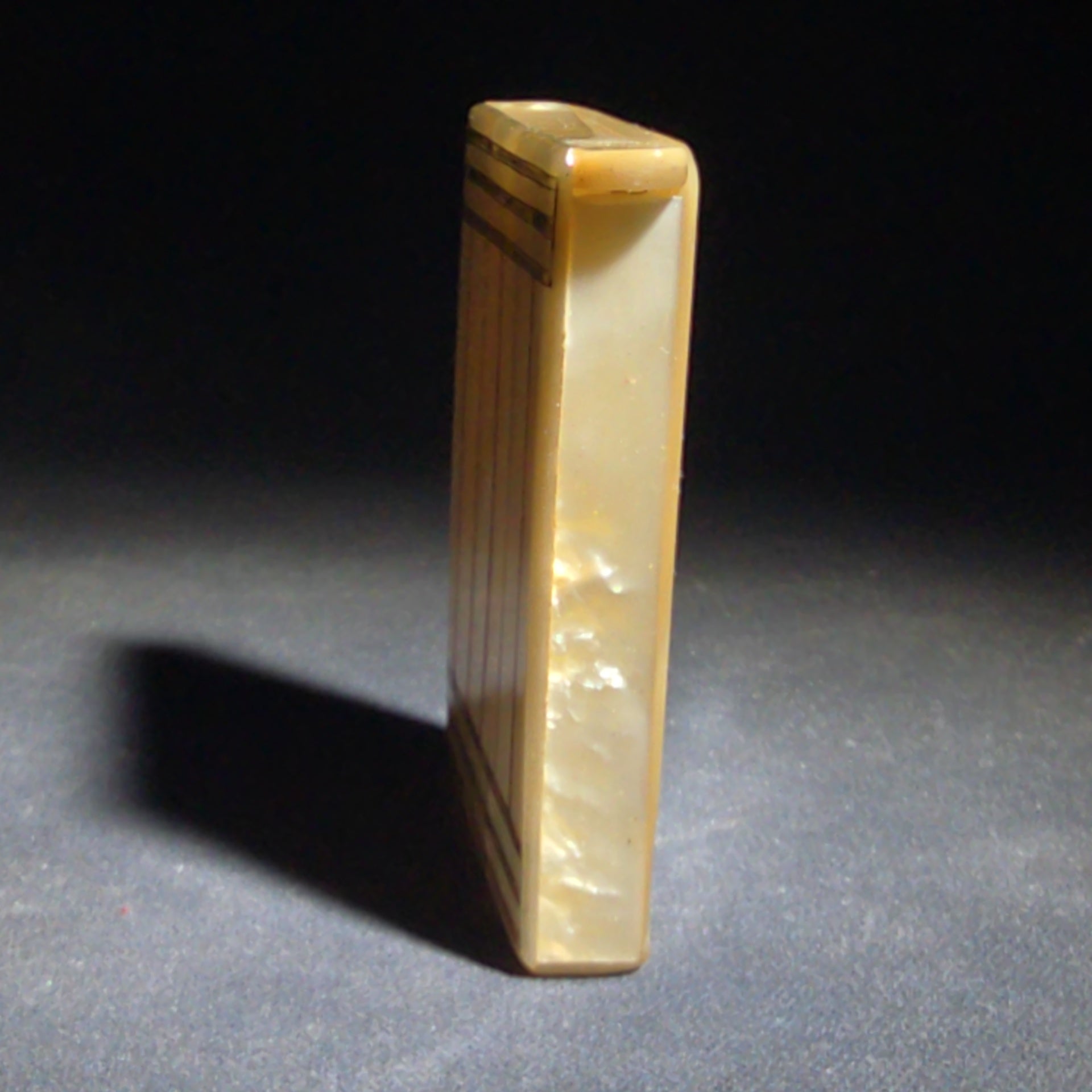 Vintage Mother-of-Pearl Cigarette Case with Brass Banding and Flat Handle