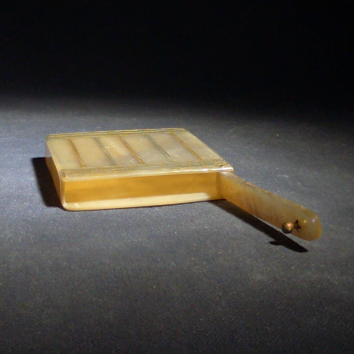 Vintage Mother-of-Pearl Cigarette Case with Brass Banding and Flat Handle