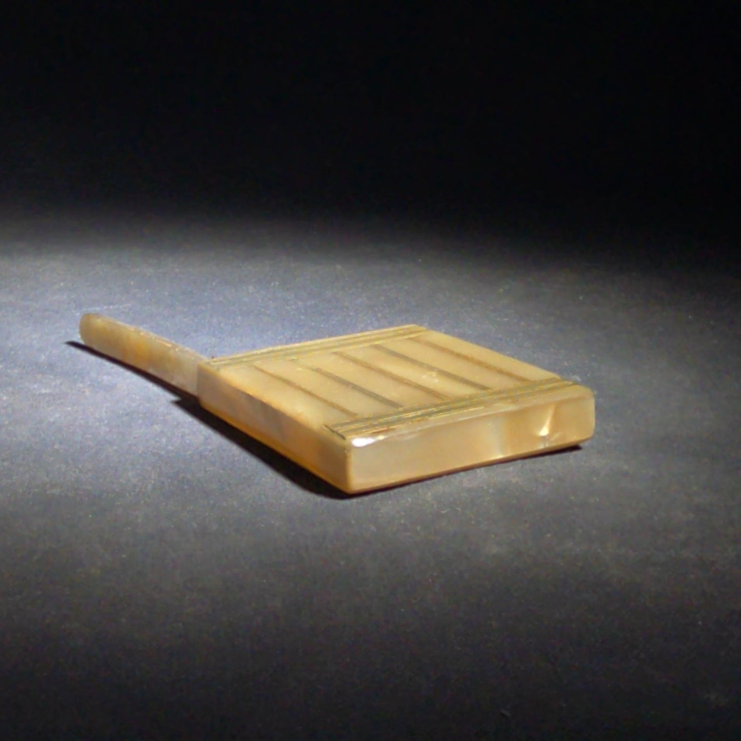 Vintage Mother-of-Pearl Cigarette Case with Brass Banding and Flat Handle