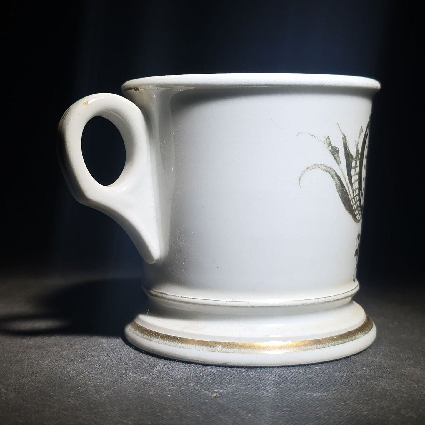 Antique I.O.O.F. Odd Fellows Fraternal Shaving Mug with All-Seeing Eye and Three-Link Chain, Named "H.E. Bulger," T&V Limoges France
