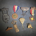 Lot 056 - Grouping of Eight Antique Fraternal and G.A.R. Medals, Badges, and Accessories Including I.O.O.F. Idlewool Lodge No. 652, Knights of Pythias Trinity Commandery Augusta, Maine, and G.A.R. Encampment Souvenir Badges