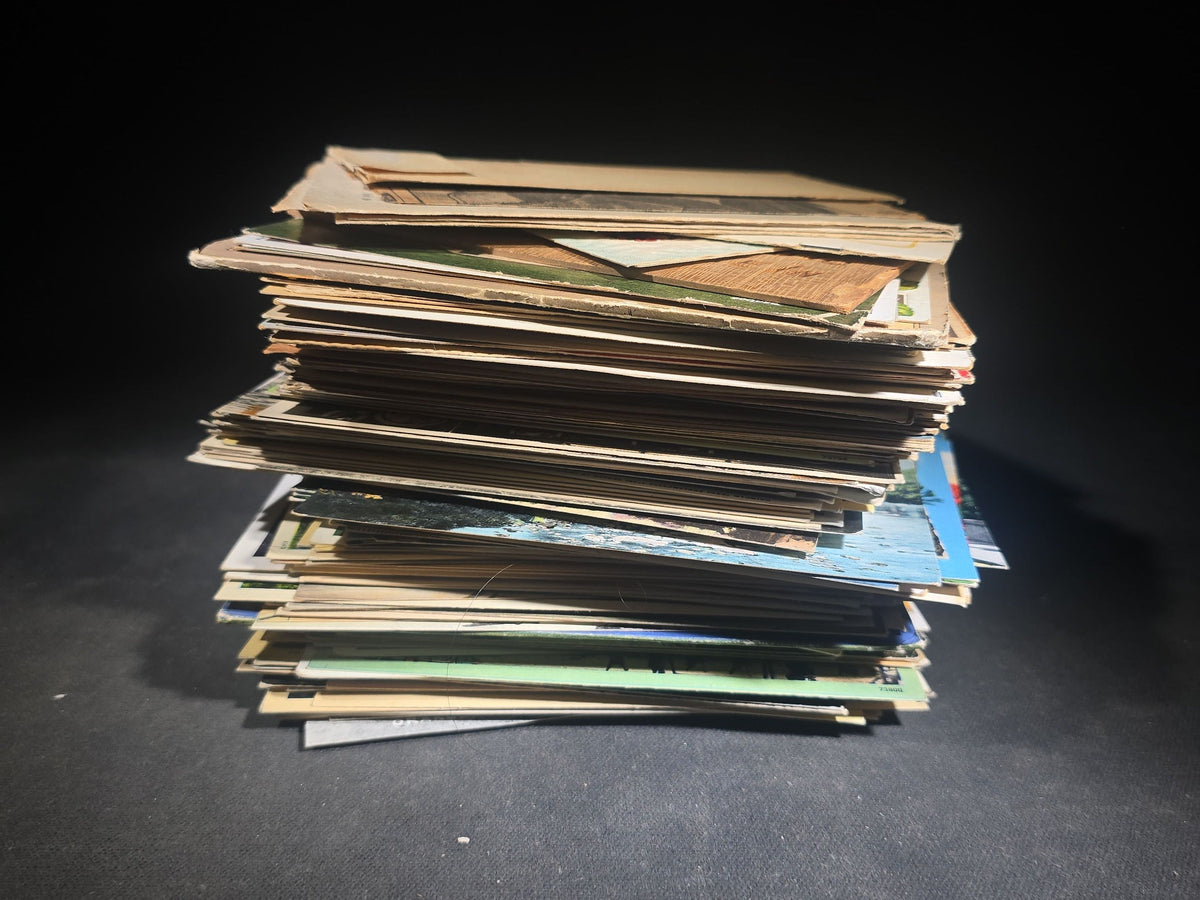 Discovery Grouping of 75+ Antique and Vintage Postcards Including Gillette Castle, Gardner Largest Chair in the World, Lewiston Bridge at Niagara Falls, Christmas, New Year, and Comic Cards